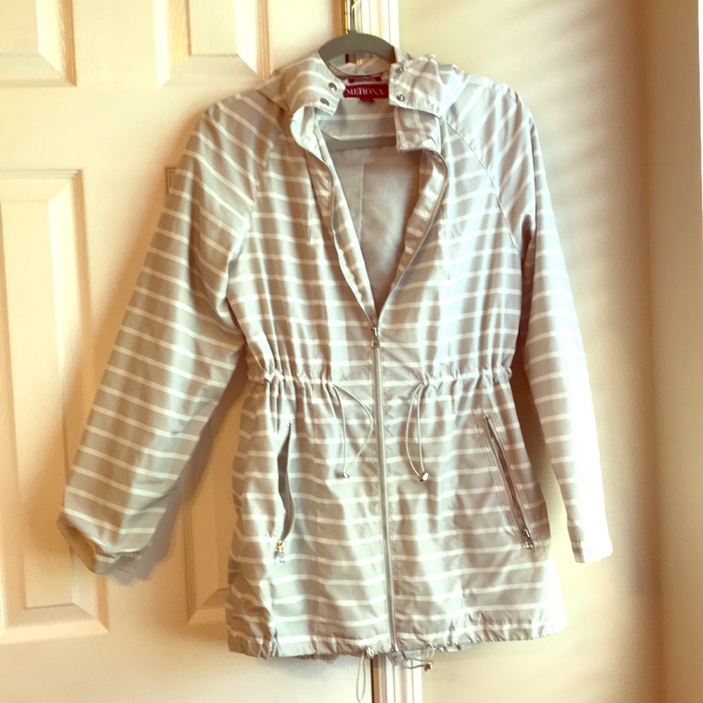 Striped Hooded Rain Jacket